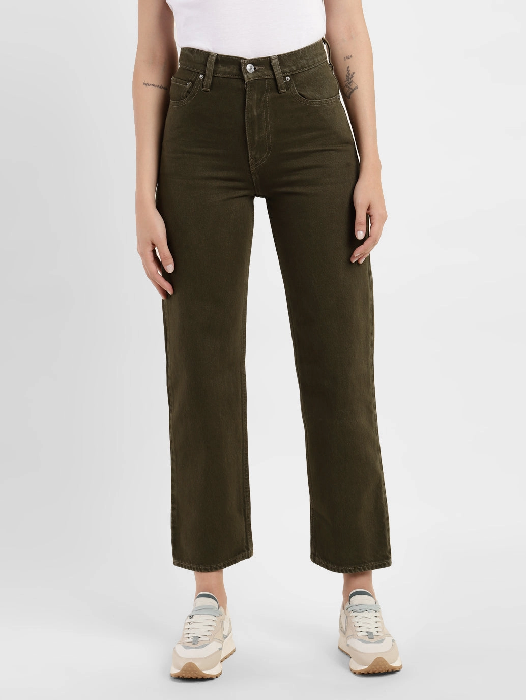 Slim Sunny Vibes Festival Outfit Women's Brown Ribcage Straight Fit High Rise Jeans