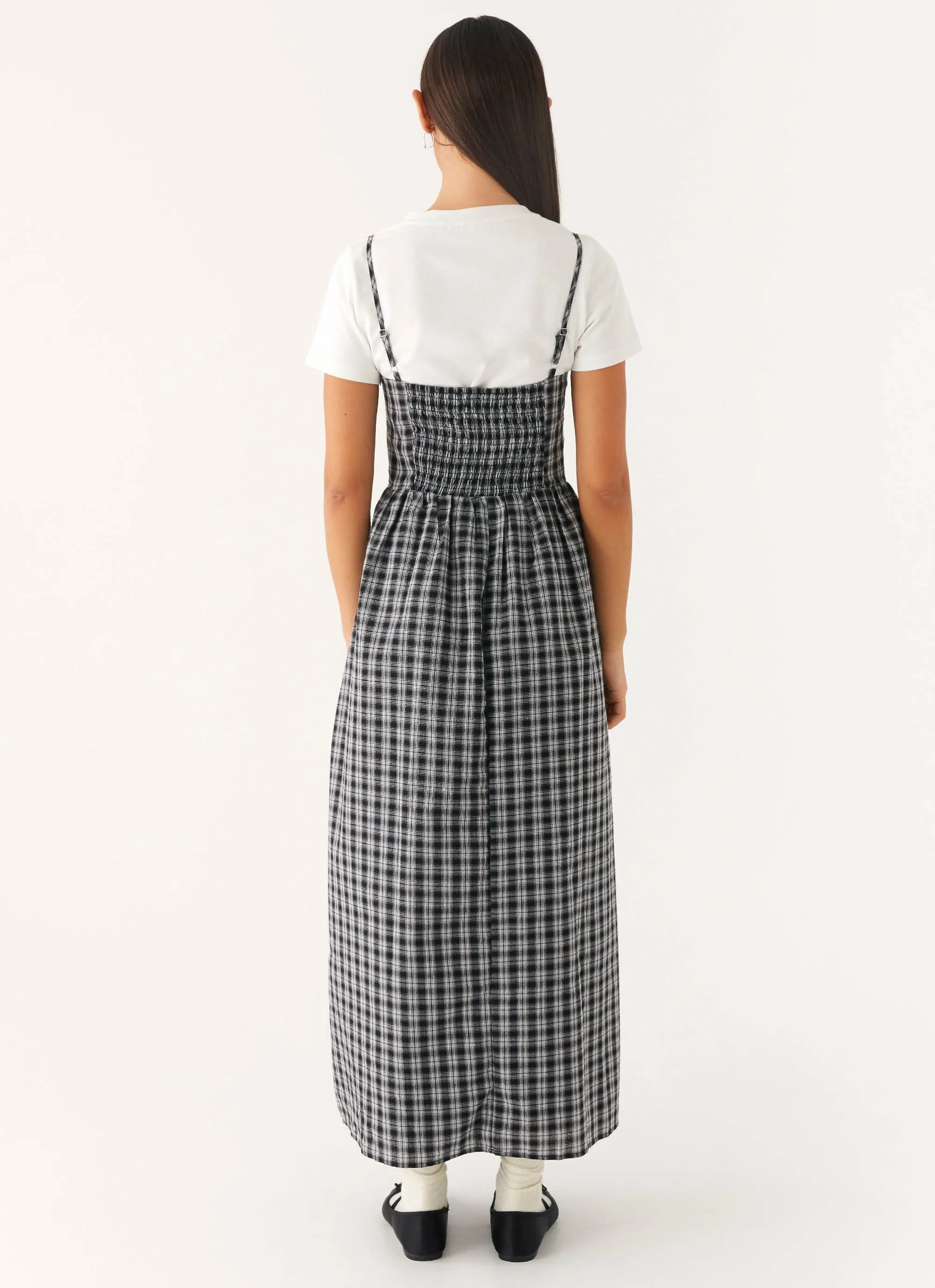 Chic Vibe Chic Comfort Look Ramsey Midi Dress - White Black Check