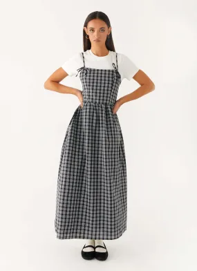 Ramsey Midi Dress - White Black Check Flattering Fit for All