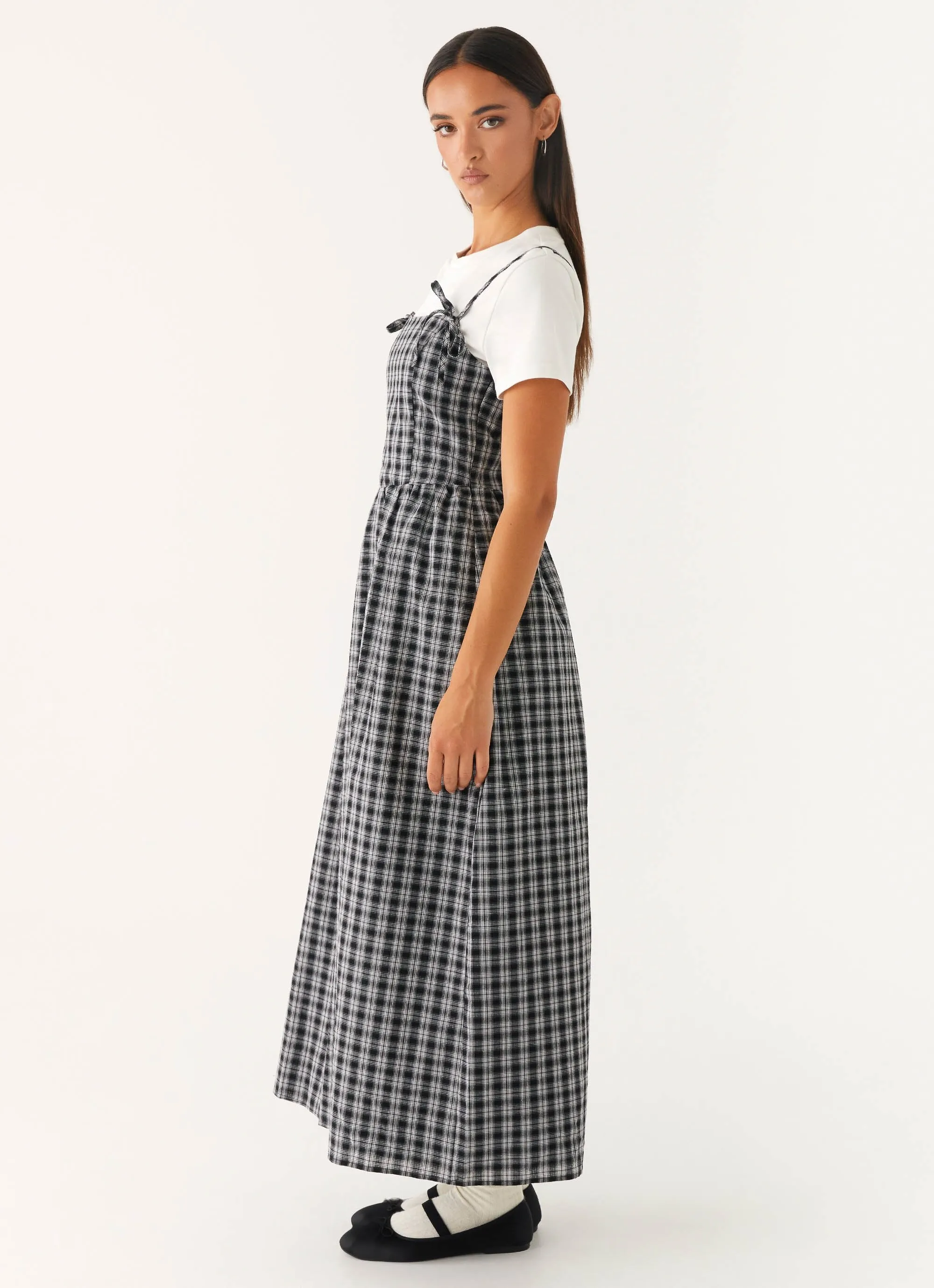 Ramsey Midi Dress - White Black Check Classic Grace