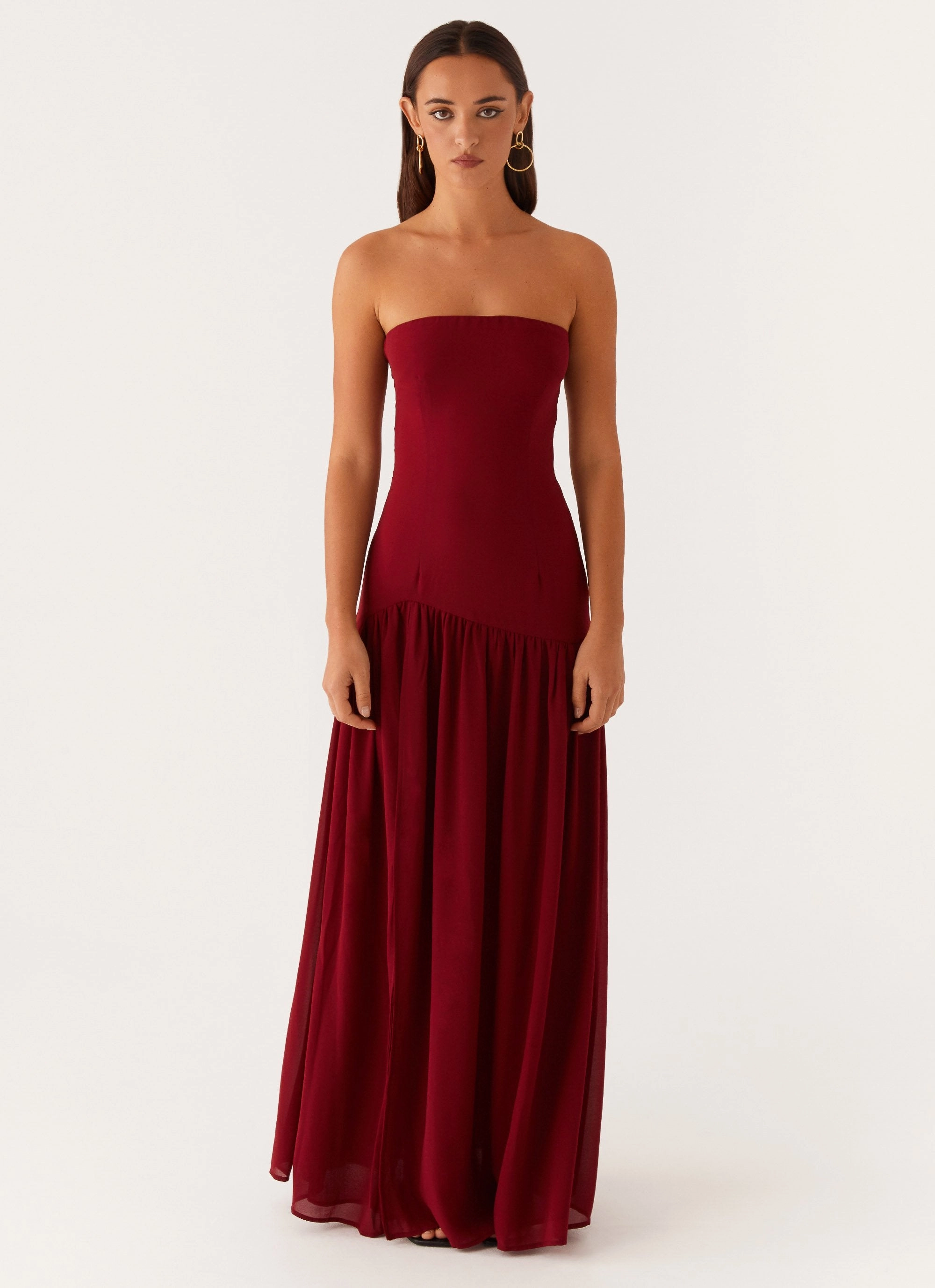 Eden Strapless Maxi Dress - Maroon Cool Texture Art Spirit