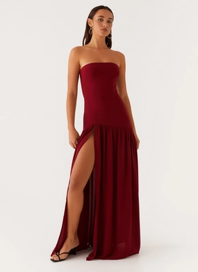 Movement Ready Minimal Cut Eden Strapless Maxi Dress - Maroon
