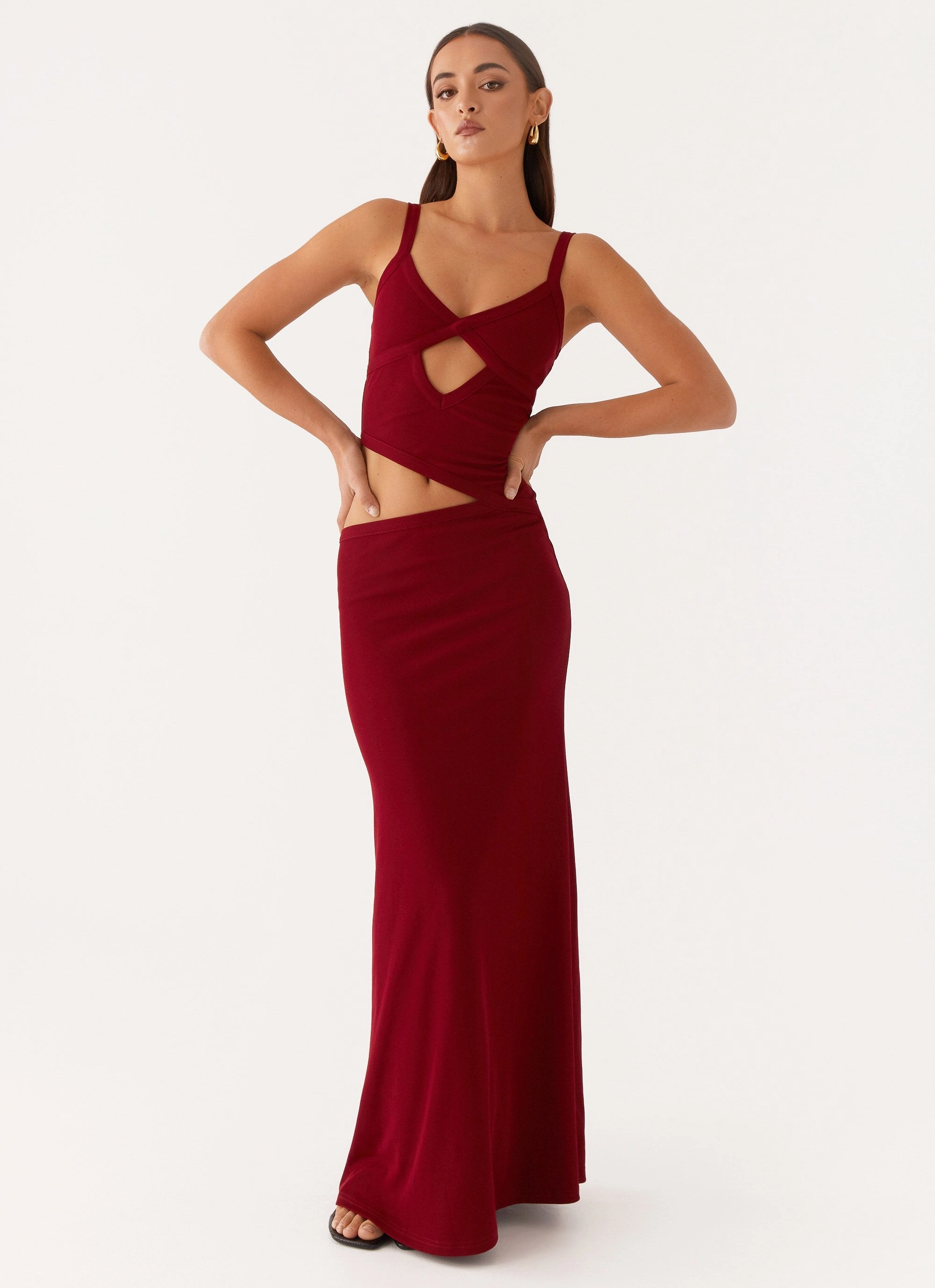 Jocelyn Maxi Dress - Maroon Sister Charm