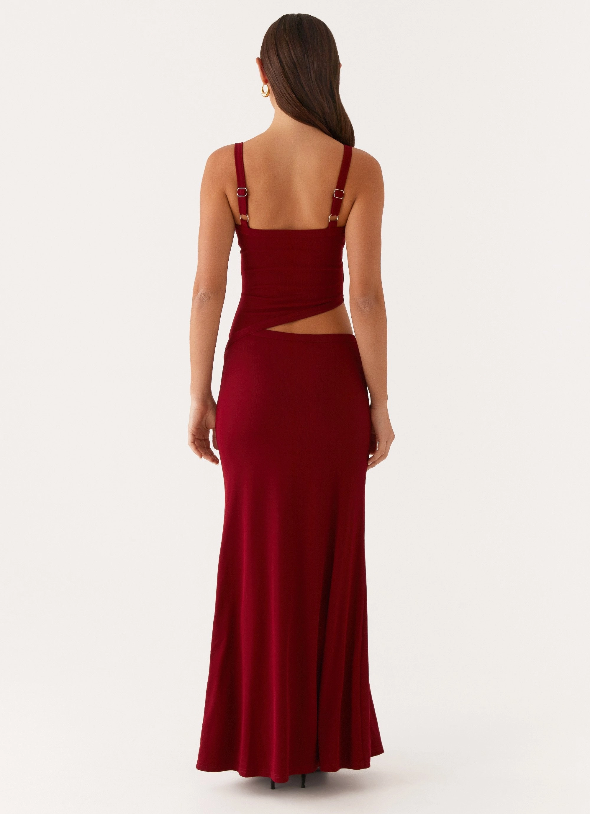 Puff-Sleeve Jocelyn Maxi Dress - Maroon