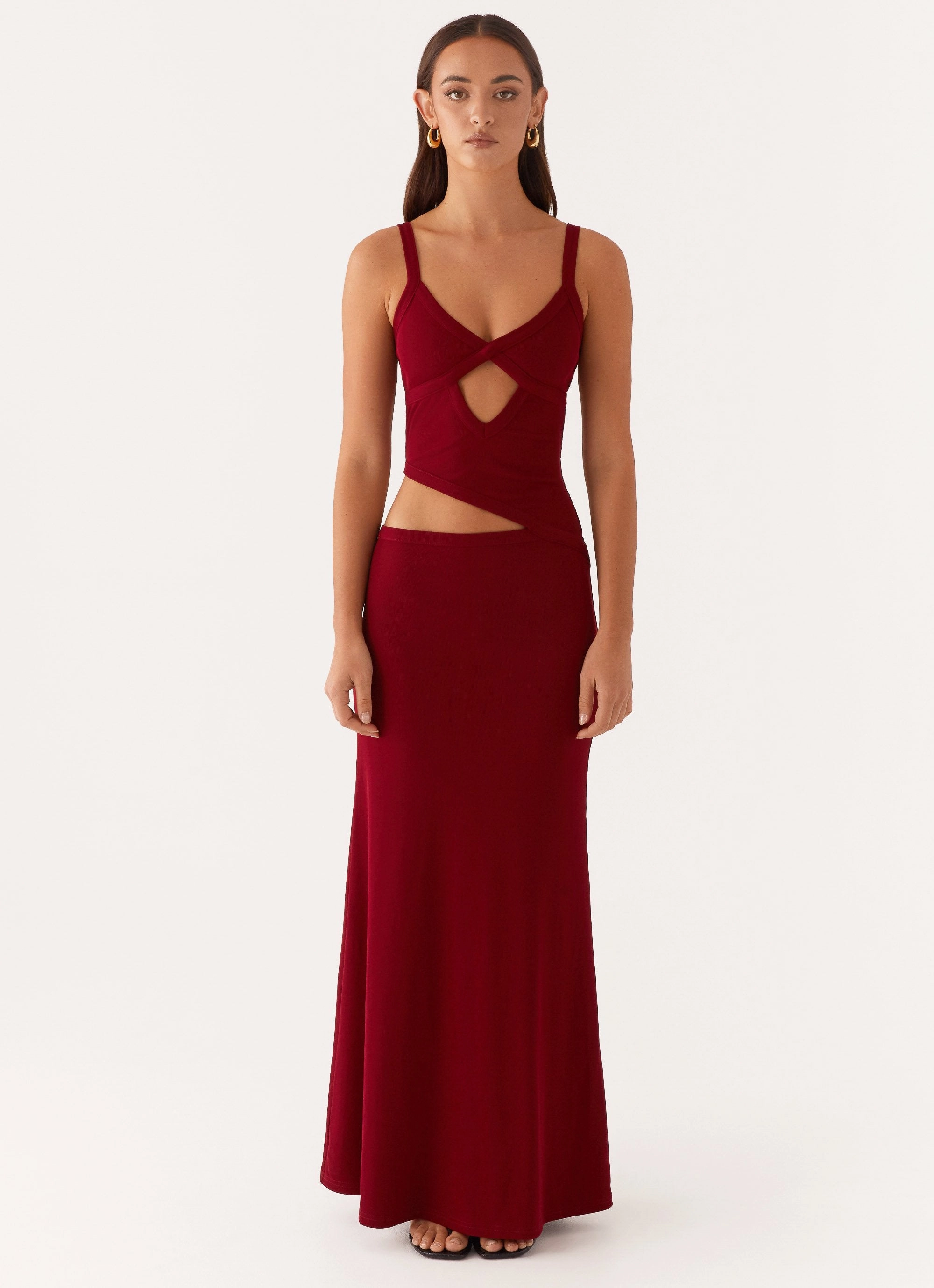 Jocelyn Maxi Dress - Maroon Clean Finish