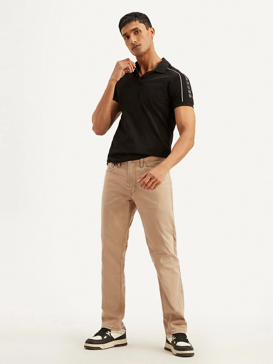 Men's 541 Beige Athletic Tapered Fit Mid Rise Jeans Perfect Fit Waist Easy Fit Design