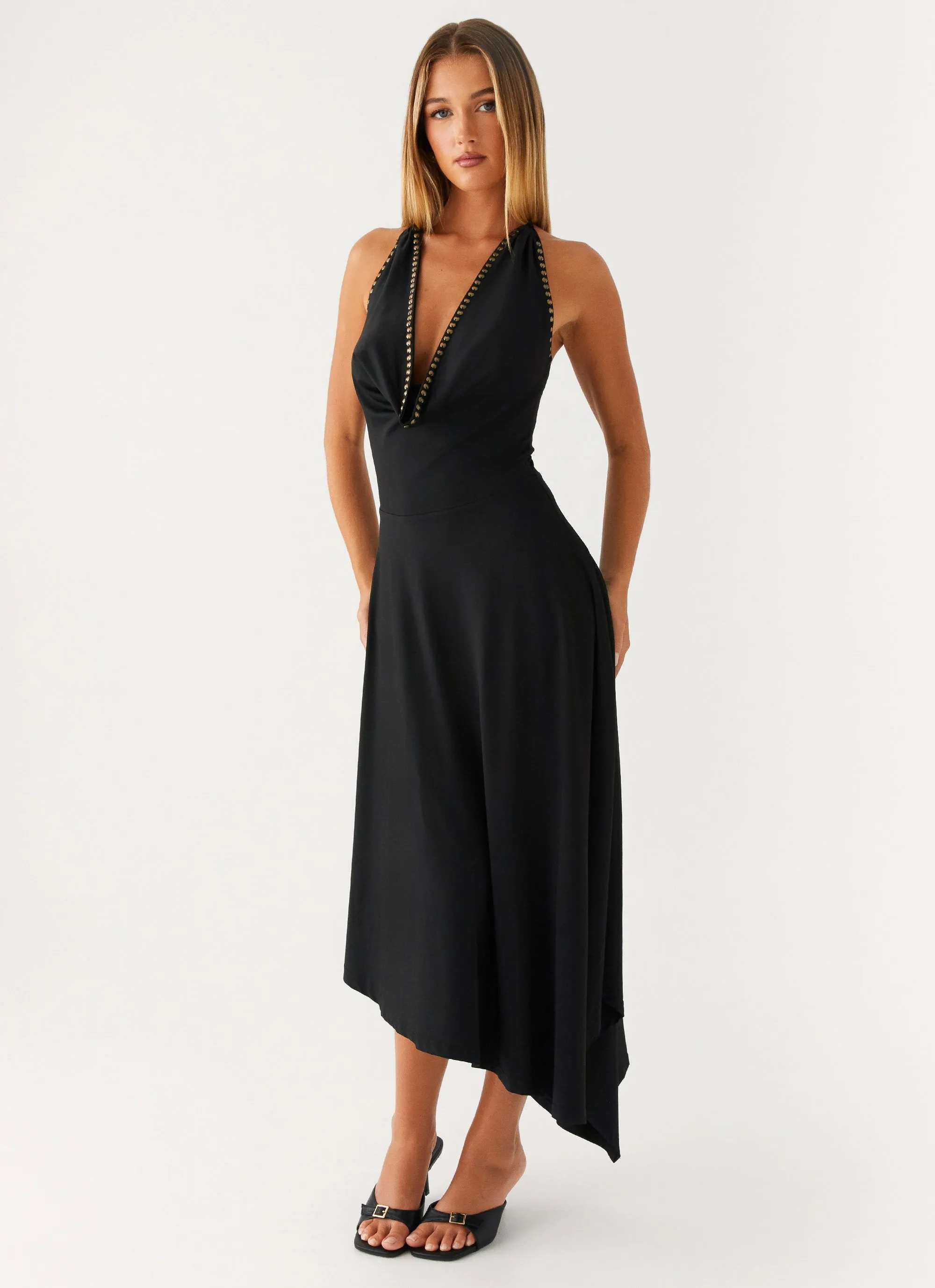 Free Step Grab Quick Vena Beaded Midi Dress - Black
