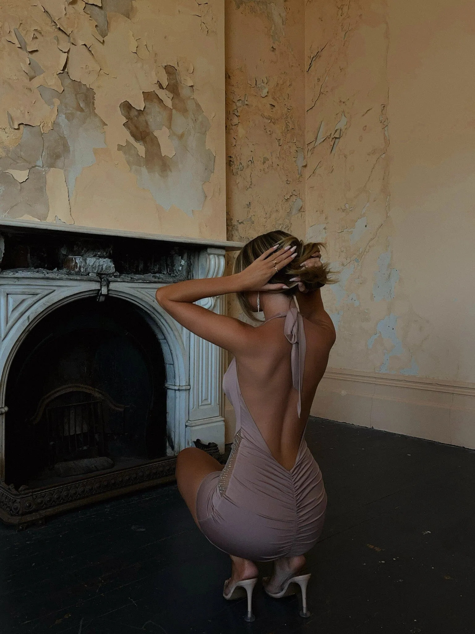 Love Soft Elegant Line CRIMSON MINI DRESS TAUPE