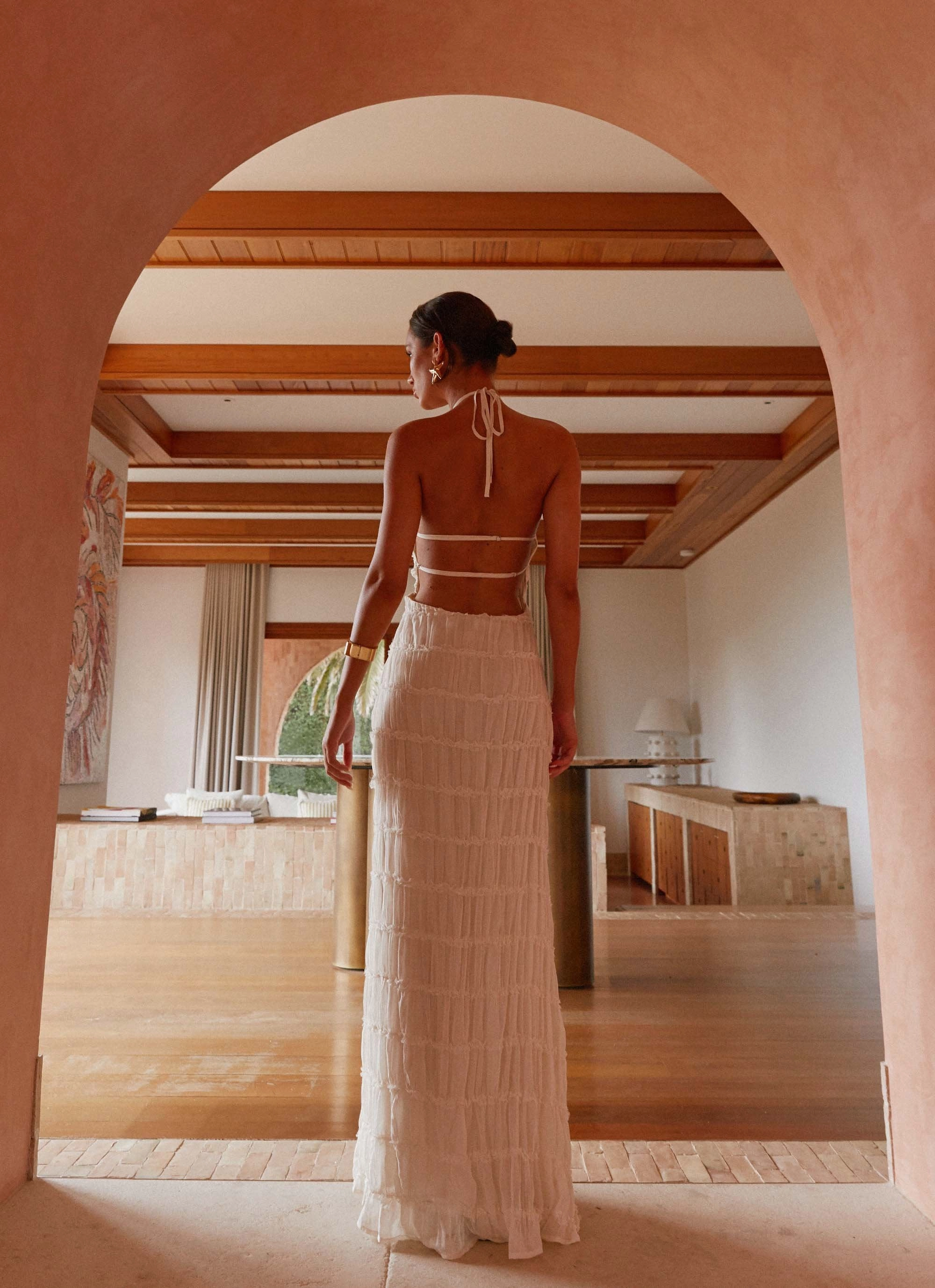 Sleek Waistband Aullie Maxi Dress - Ivory