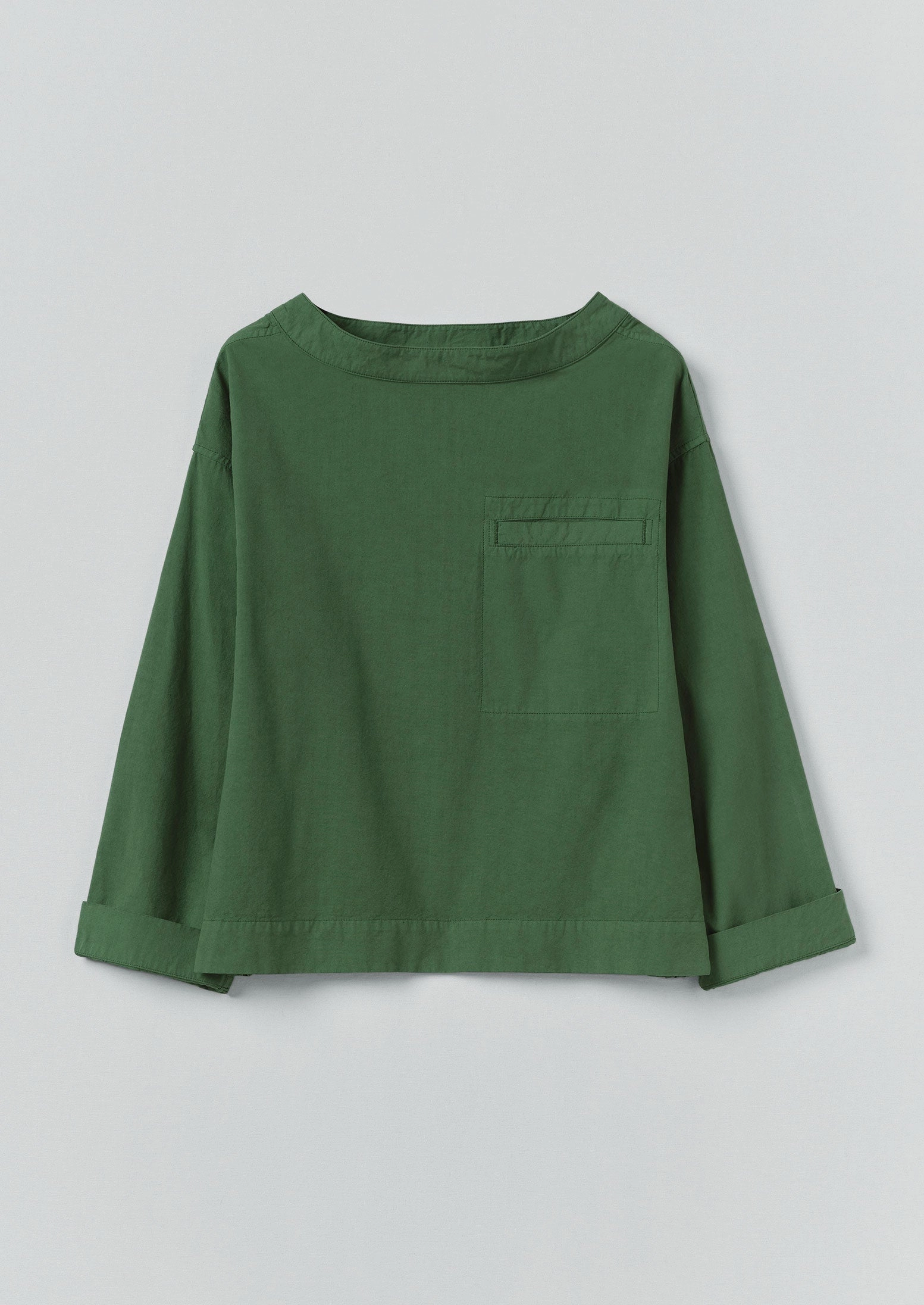 Cotton Linen Poplin Smock Top | Forest Green Multipocket Style Winter Collection