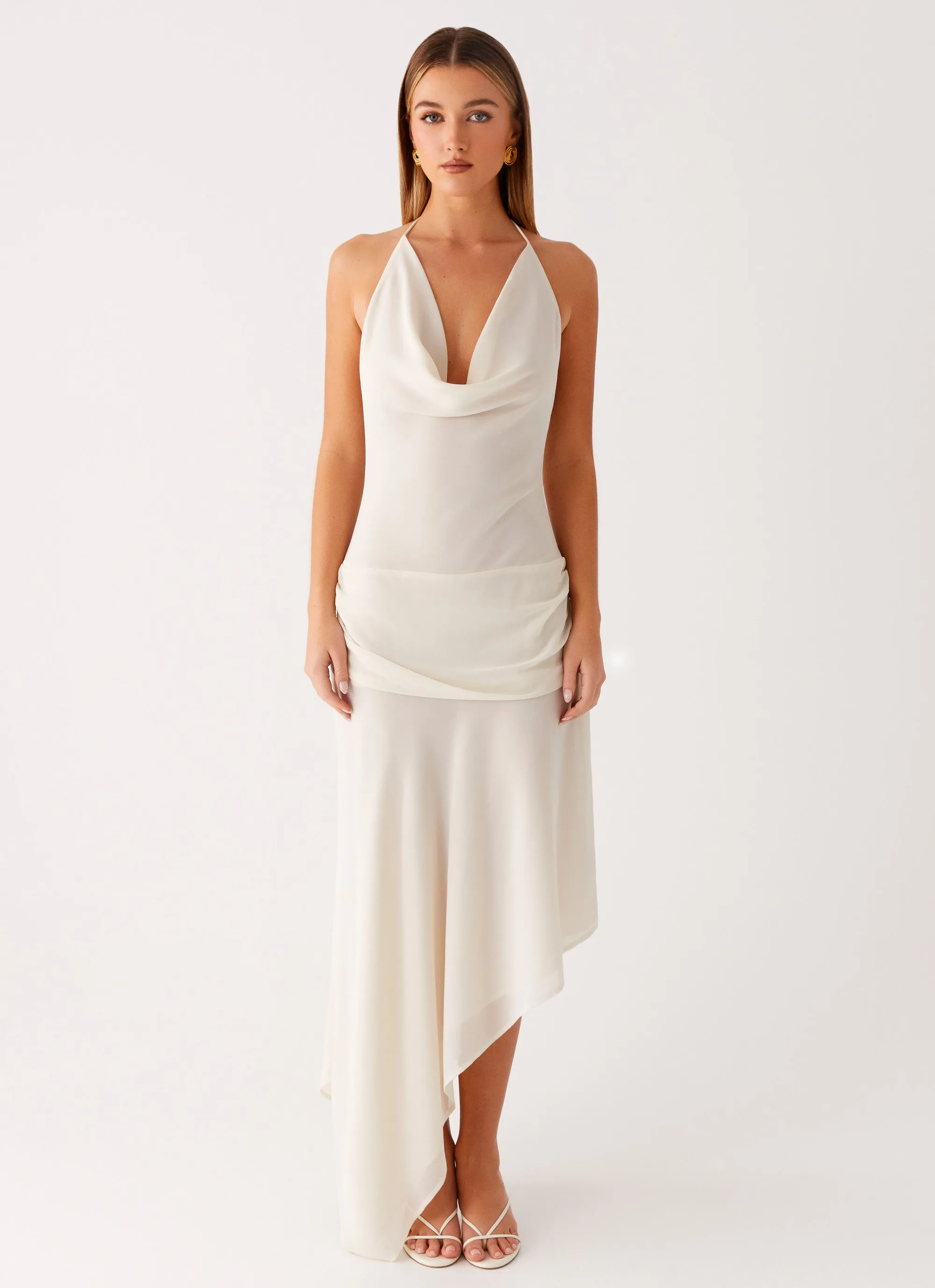 Sleek Volume Nyra Midi Dress - Cream