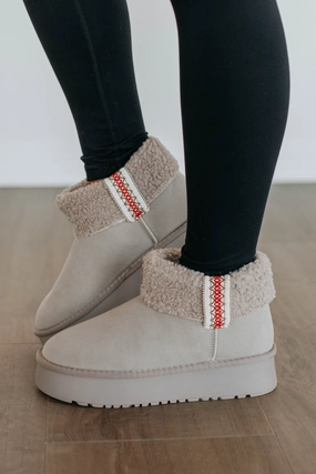 Baby It's Cold Outside Boots - Light Grey Soft Material