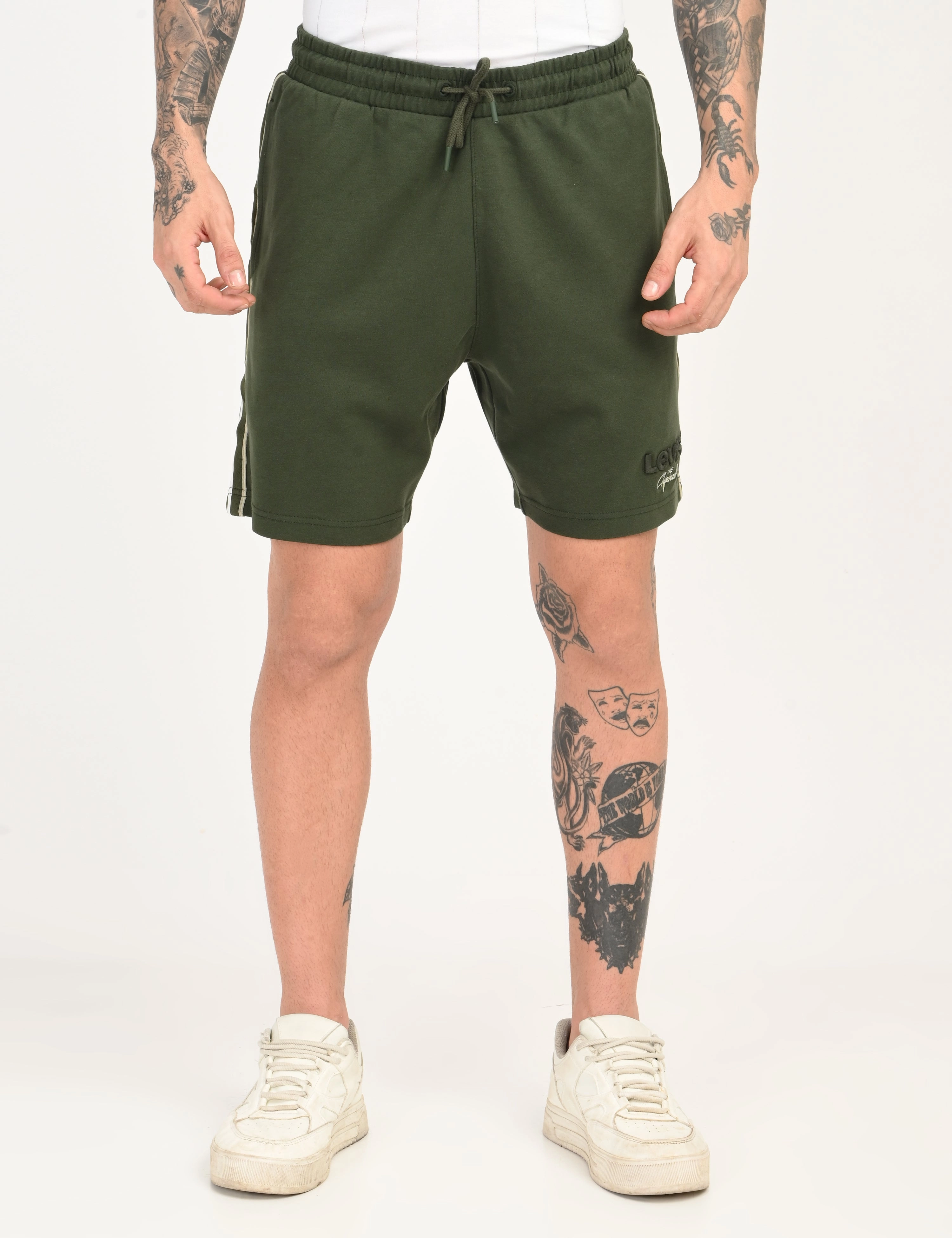Men's Dark Green Regular Fit Shorts Compression Fit