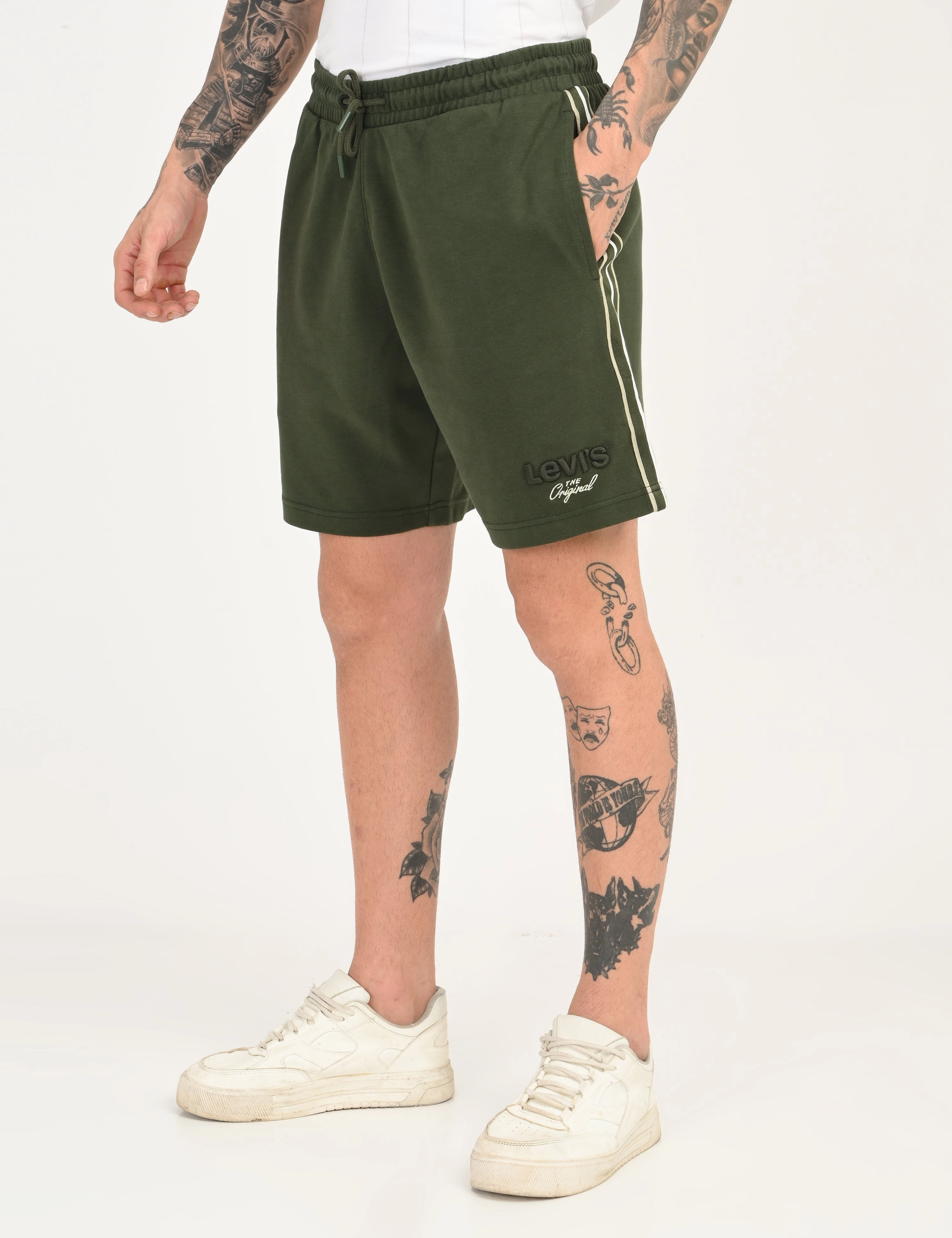 Men's Dark Green Regular Fit Shorts Tight Fit Sleek Design