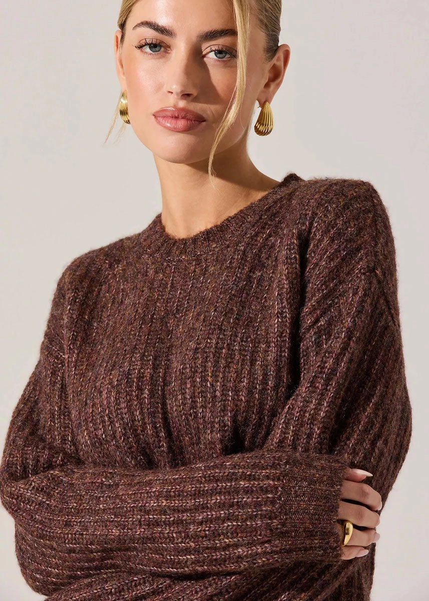 Archer Sweater - Brown Multi Knit Design Layered Must-Have