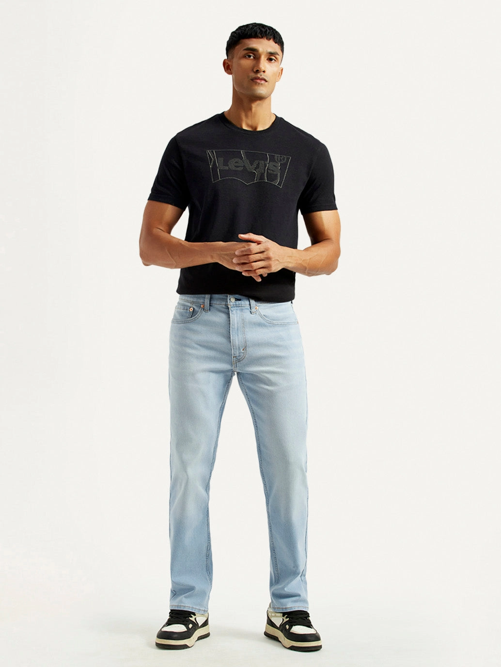 Men's 505 Light Indigo Straight Fit Mid Rise Jeans Chic Appearance Loose High Quality Morning Stroll