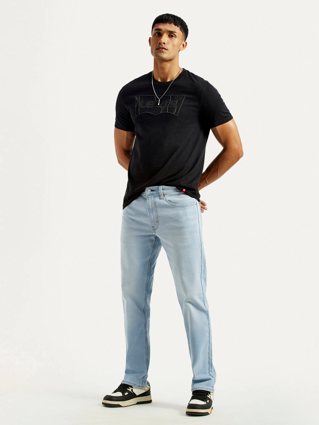 Men's 505 Light Indigo Straight Fit Mid Rise Jeans Relaxed Cut Pre Washed Denim