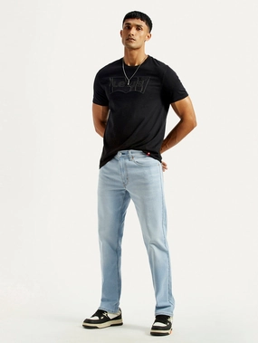 Men's 505 Light Indigo Straight Fit Mid Rise Jeans Relaxed Cut Pre Washed Denim