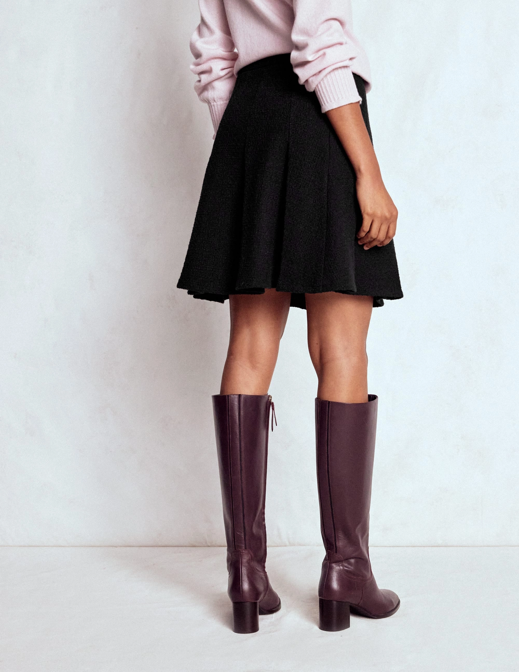 Flippy Textured Skirt-Black Performance Outfit Designer Inspired