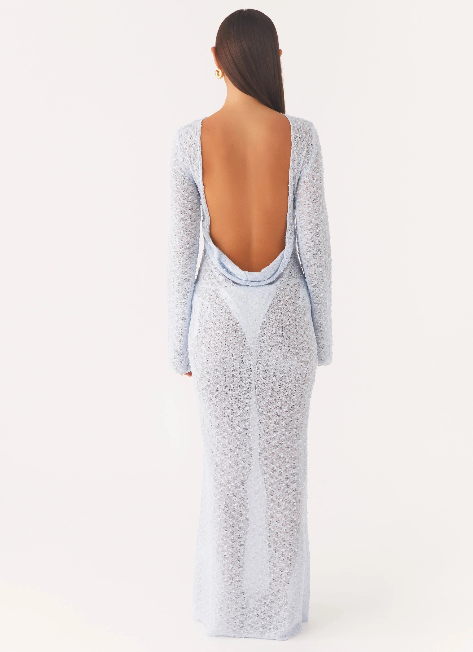 Flirty Knitted Maxi Dress - Blue Ombre-Effect