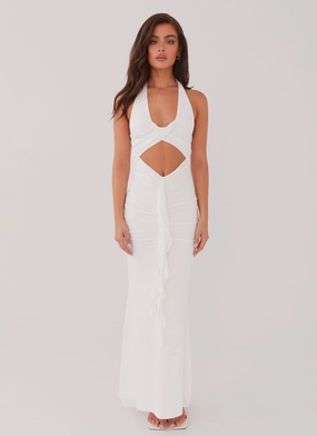 Daily Movement Panelled-Design Allanna Frill Maxi Dress - White