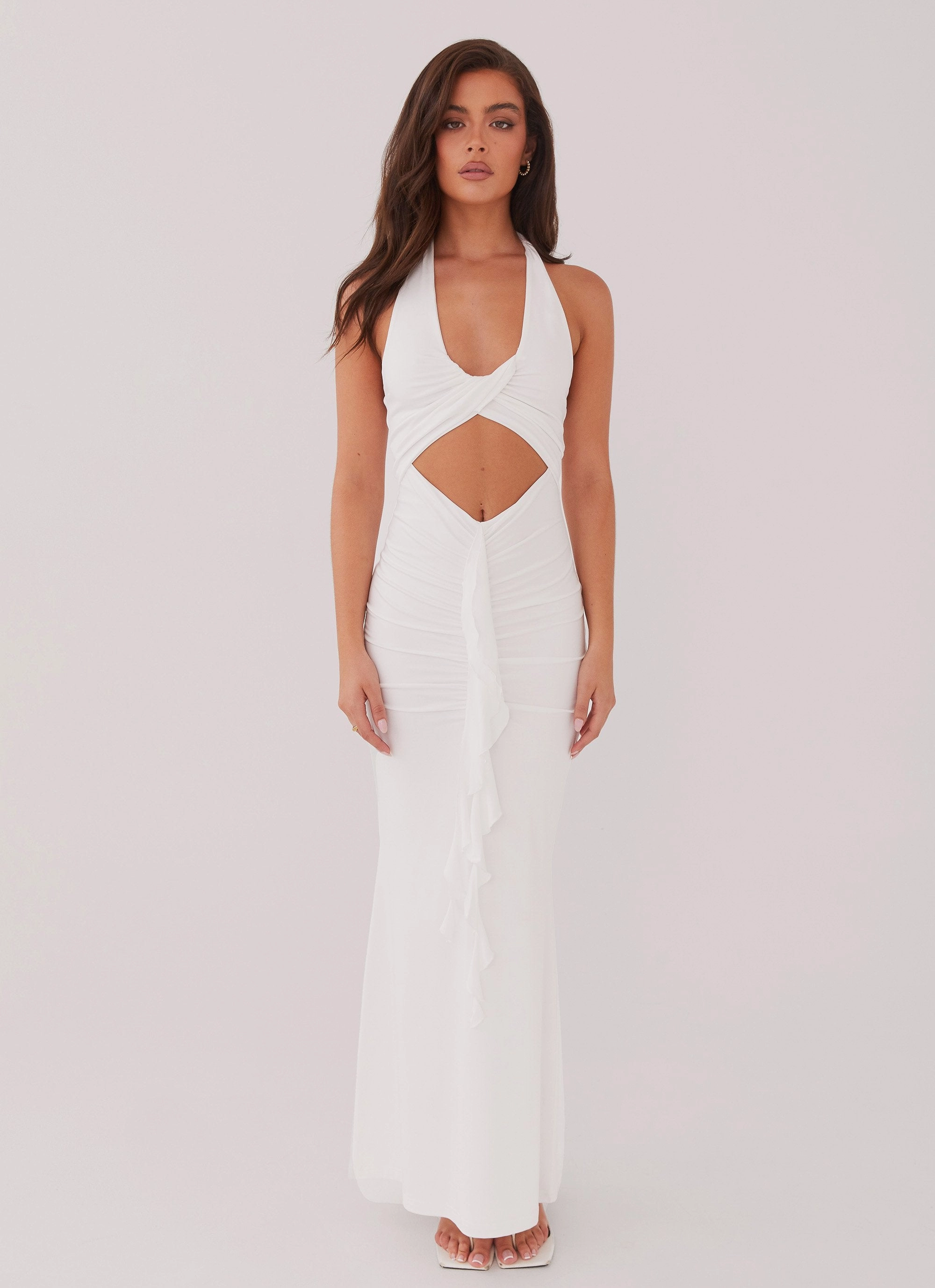 Daily Movement Panelled-Design Allanna Frill Maxi Dress - White