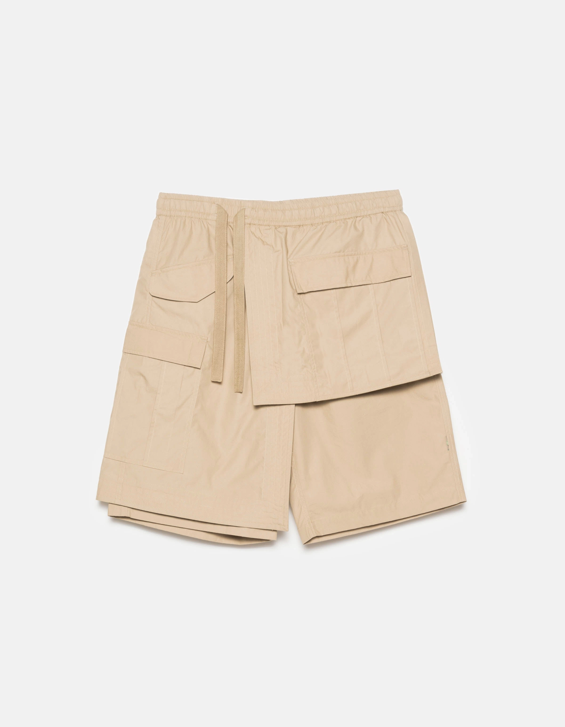 campers Stretch Woven Fabric 6056 Asym Hakama Shorts Sand