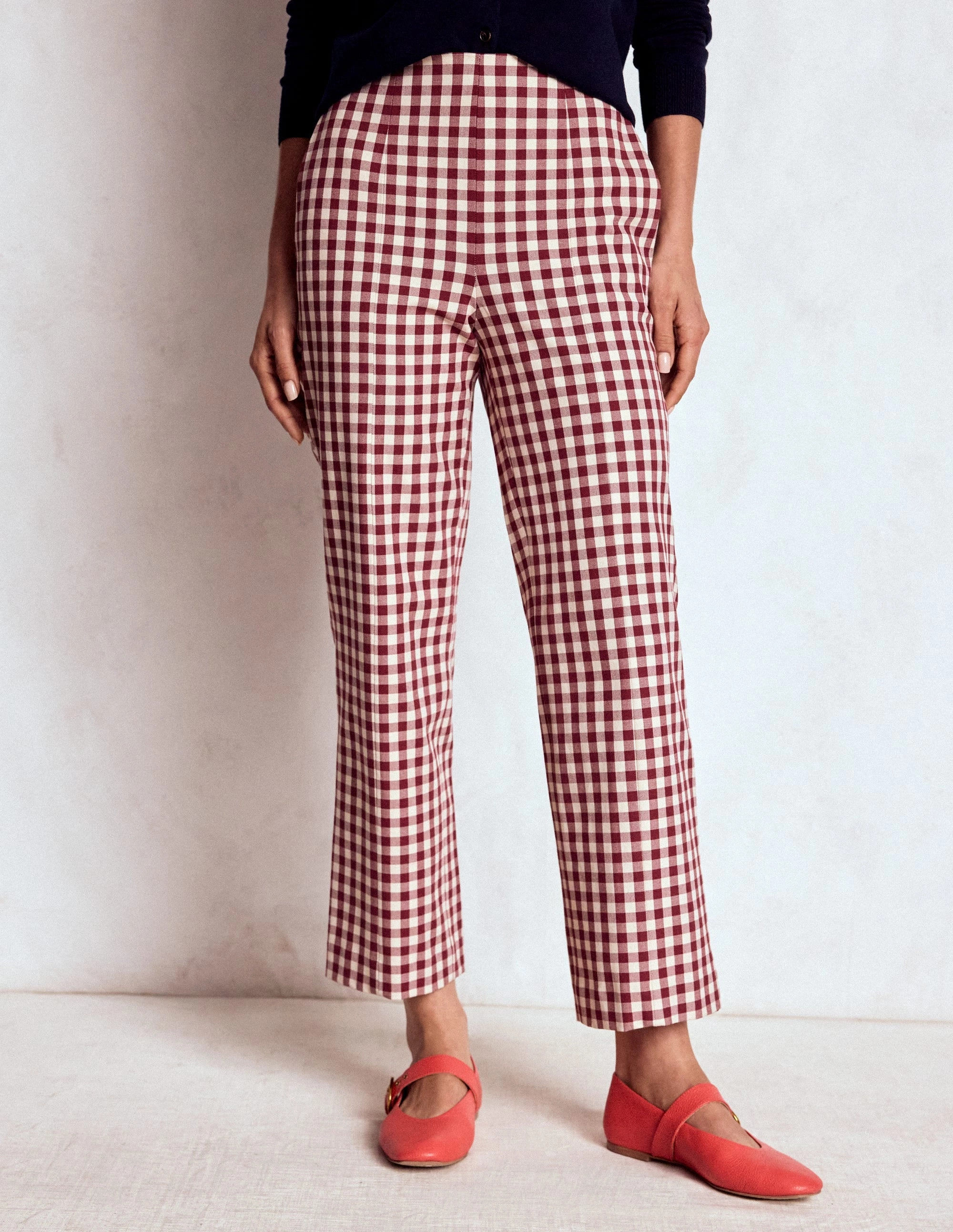 Smart 7/8 Trousers-Chestnut Gingham Chill Ready