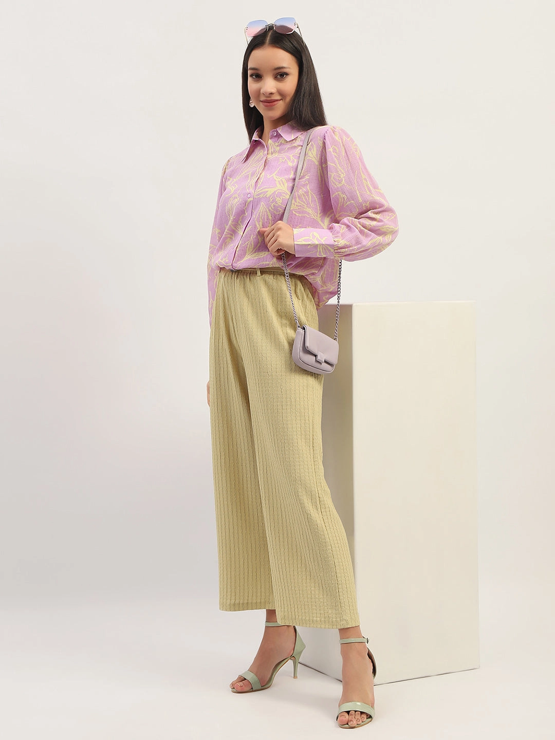 Trendy Vibe Madame Waist Belted Tapered Fit Dusty Green Trousers