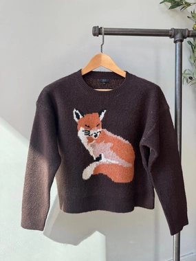 FOX Sweater Winter Wearable Double Layered Knit