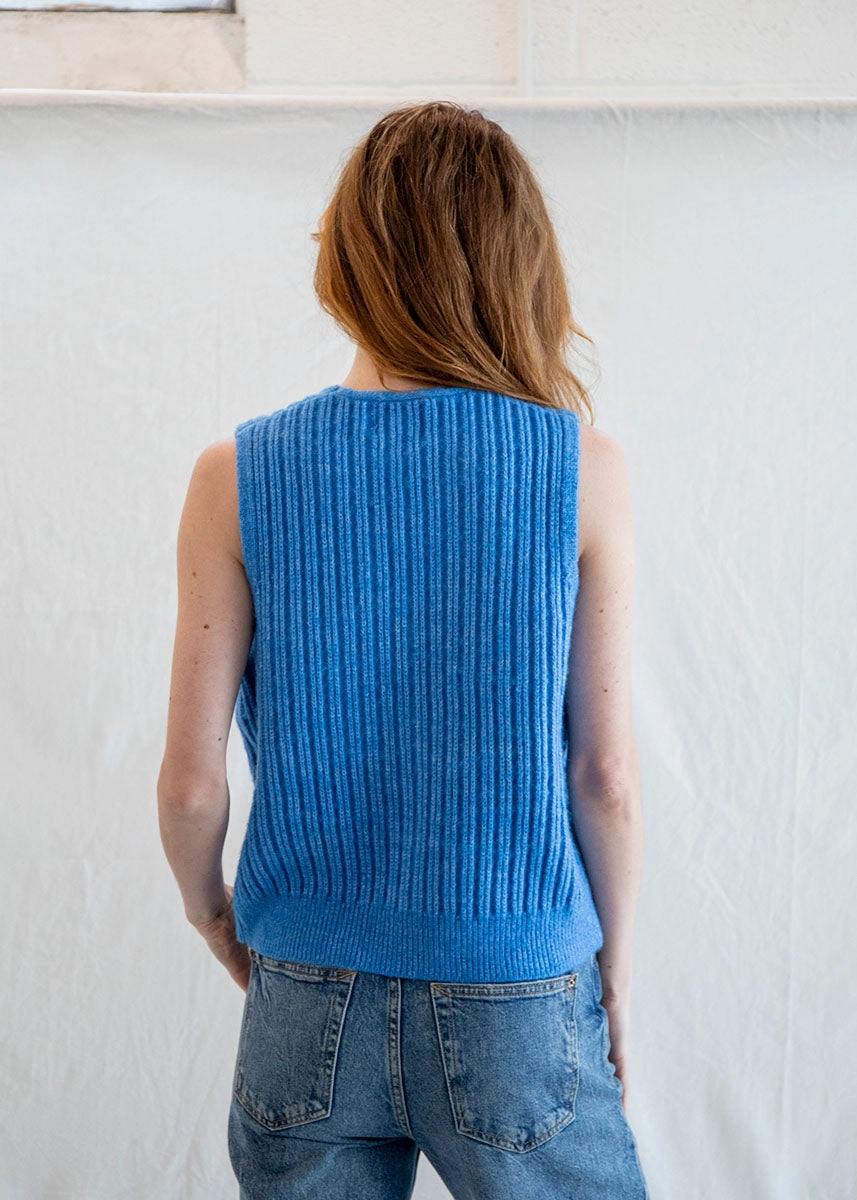 Frances Granny Vest - Blue Roomy Waist Everyday Comfort Wear