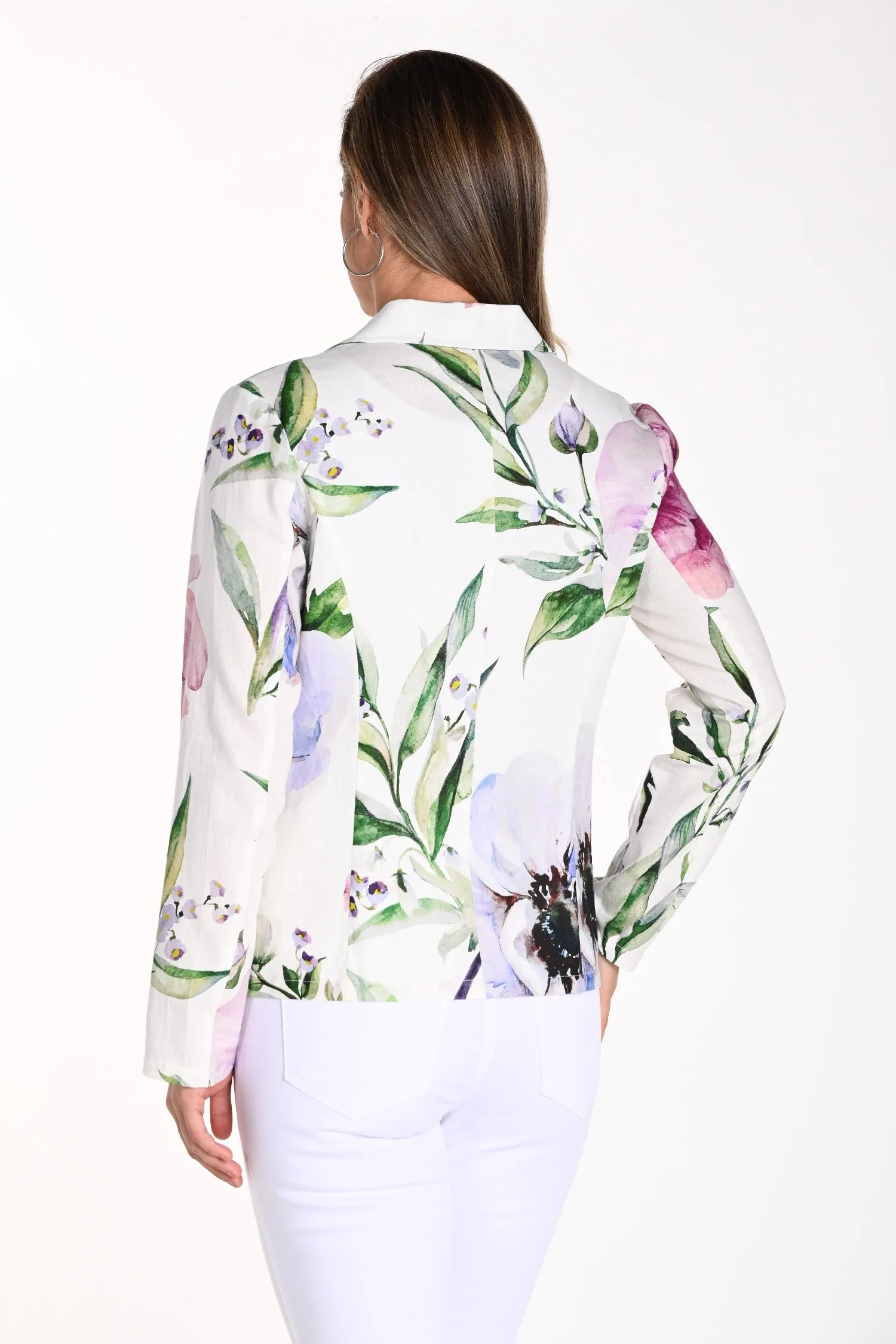 Temperature Regulating Lining Crisp Weather Fit Frank Lyman - 241325U Floral Linen Blazer