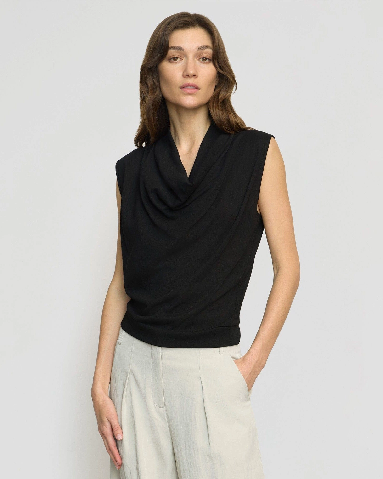 Washable Cool Design Ramona Cowl-Neck Tee