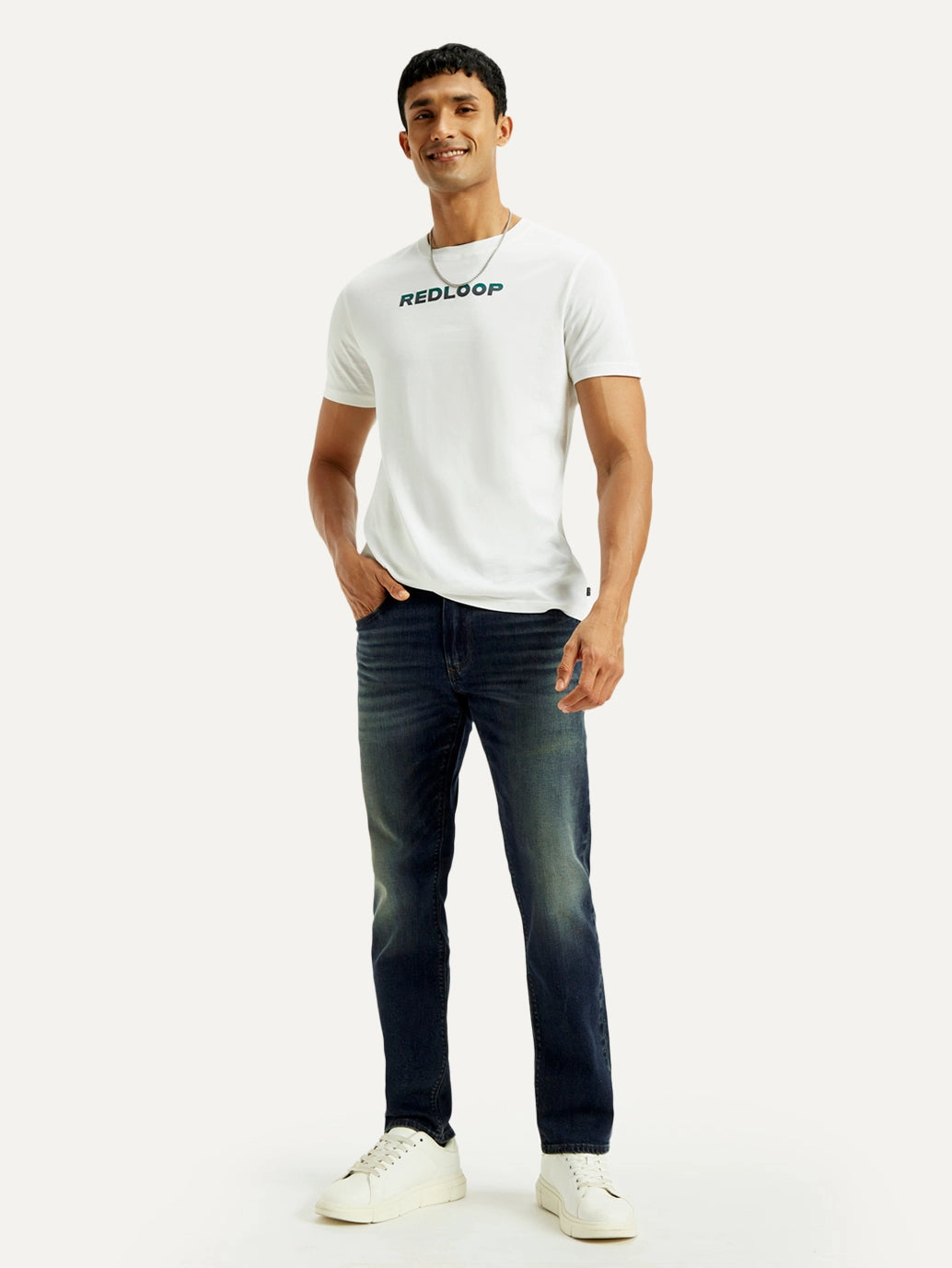 Refined Detail Easy Layering Men's Redloop 511 Dark Indigo Slim Fit Mid Rise Selvedge Jeans