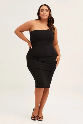 Black One Shoulder Jersey Bodycon Dress Trendy Layer