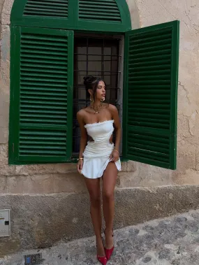 LIU MINI DRESS IVORY Bright-colored piece everyday elegance