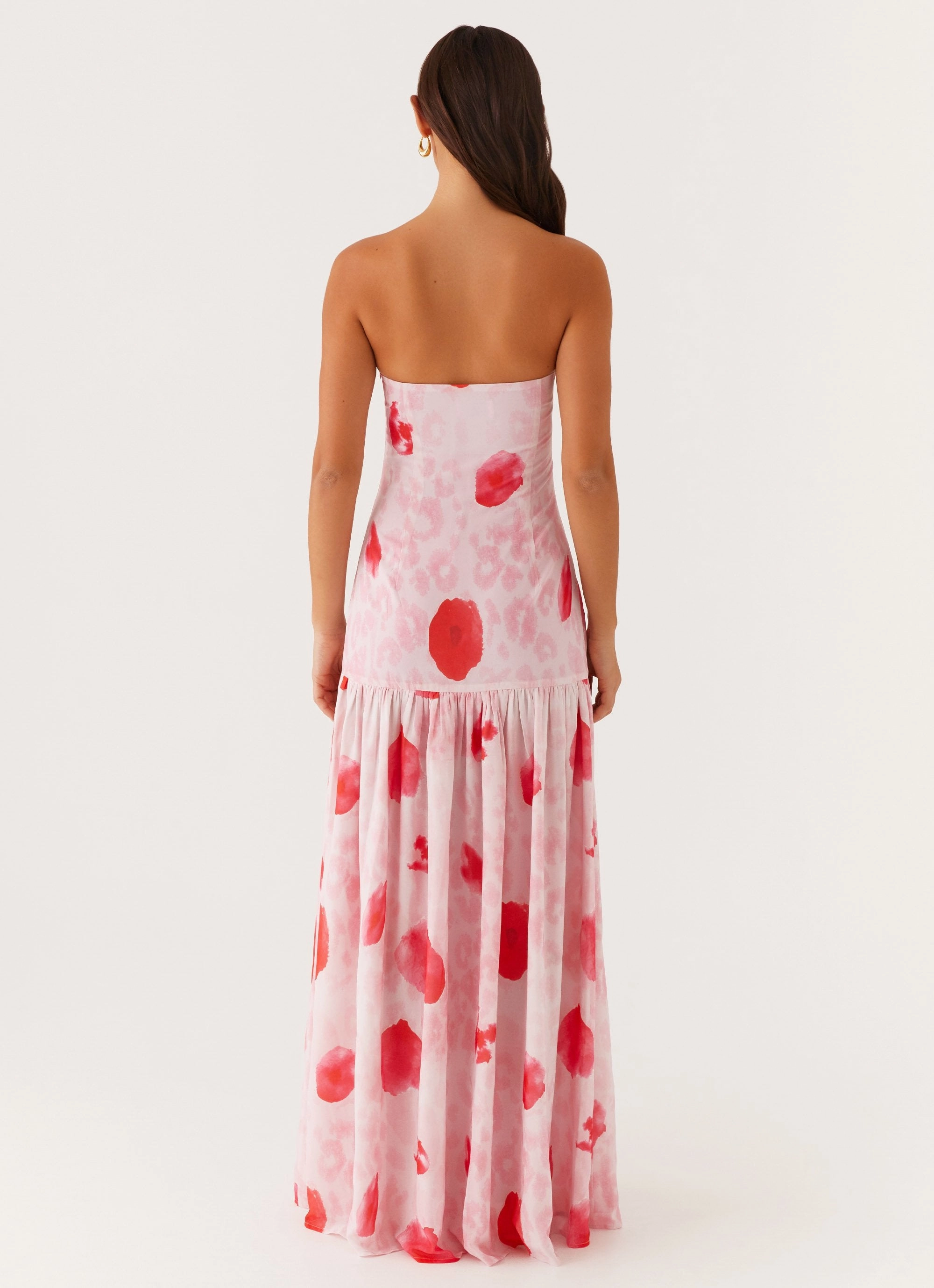 Signature-Style Metallic-Shine Eden Strapless Maxi Dress - Rose Leopard