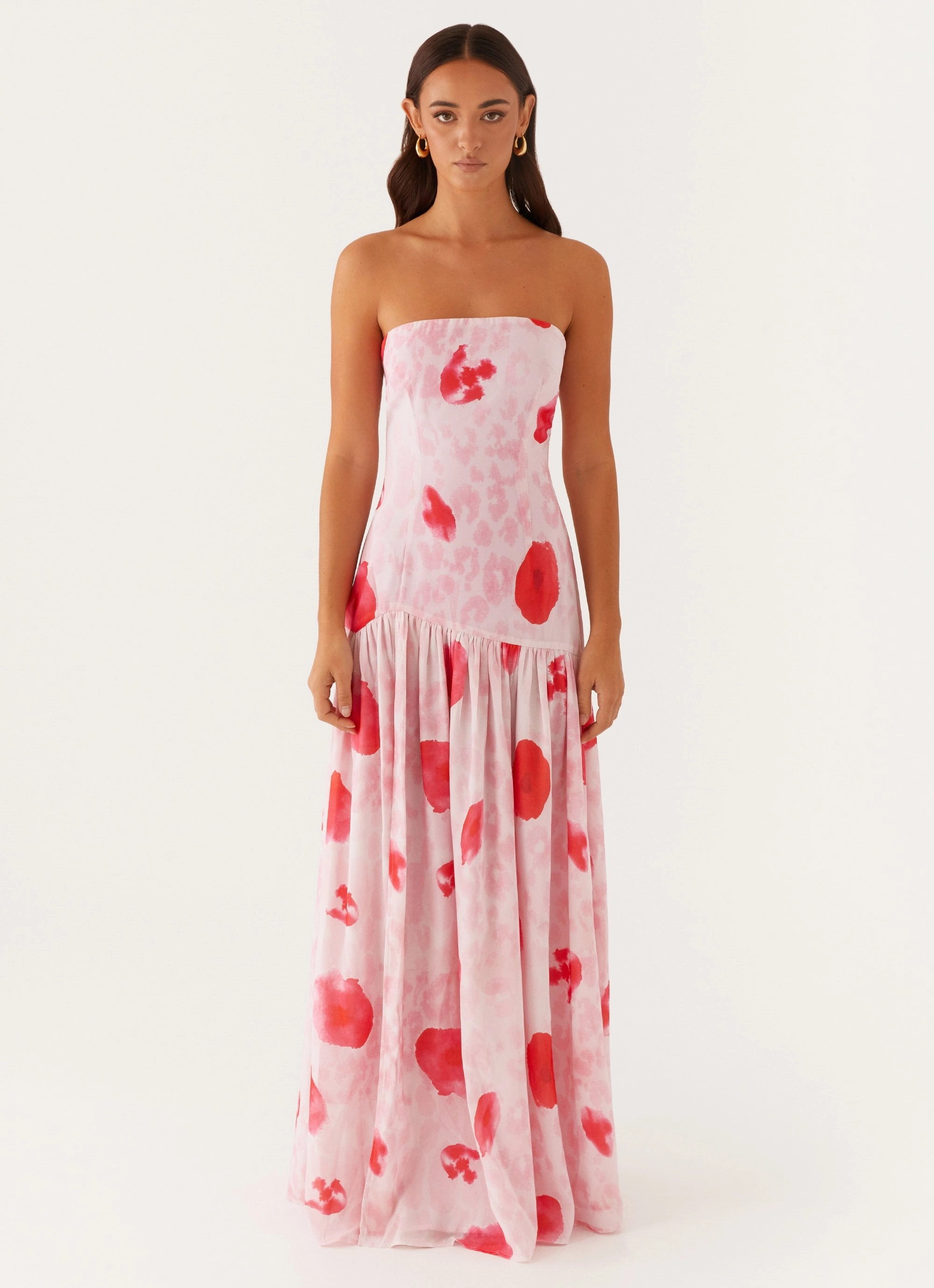 Compressible Eden Strapless Maxi Dress - Rose Leopard