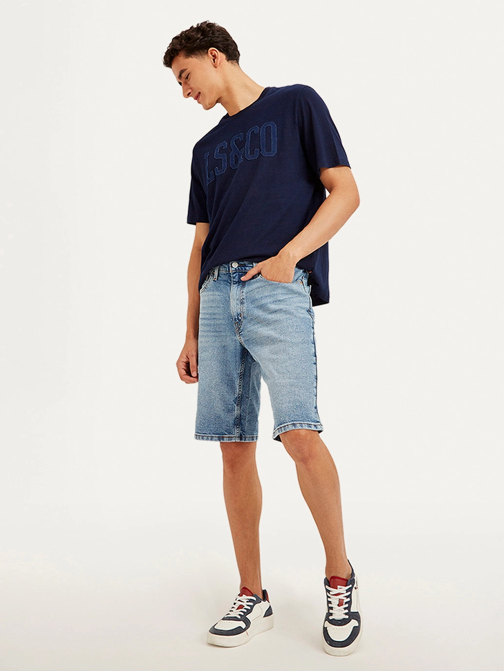 Men's Light Blue Tapered Shorts FlexibleMobility