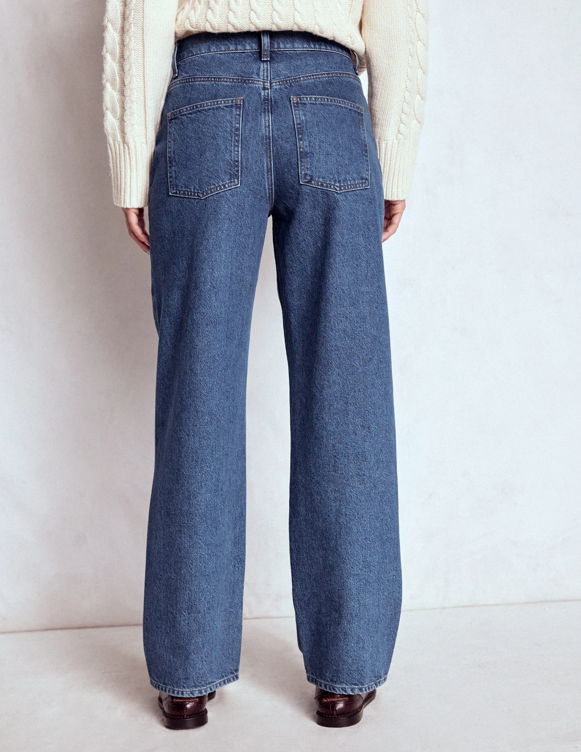 Full Length Barrel Leg Jeans-Mid Vintage Non Irritating Tags Stretchable Waist