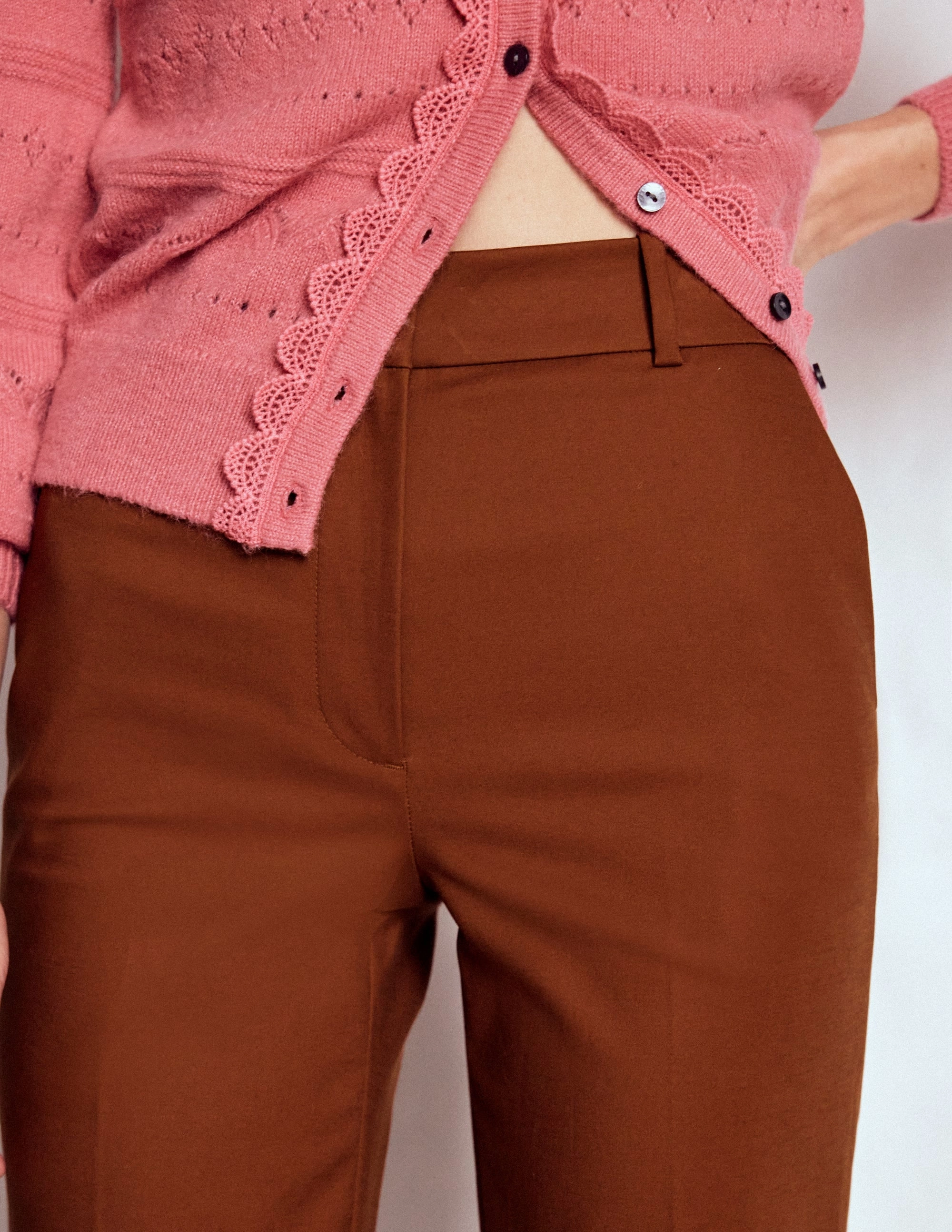 Compact Storage Essential Waist Full Length Canonbury Trousers-Russet