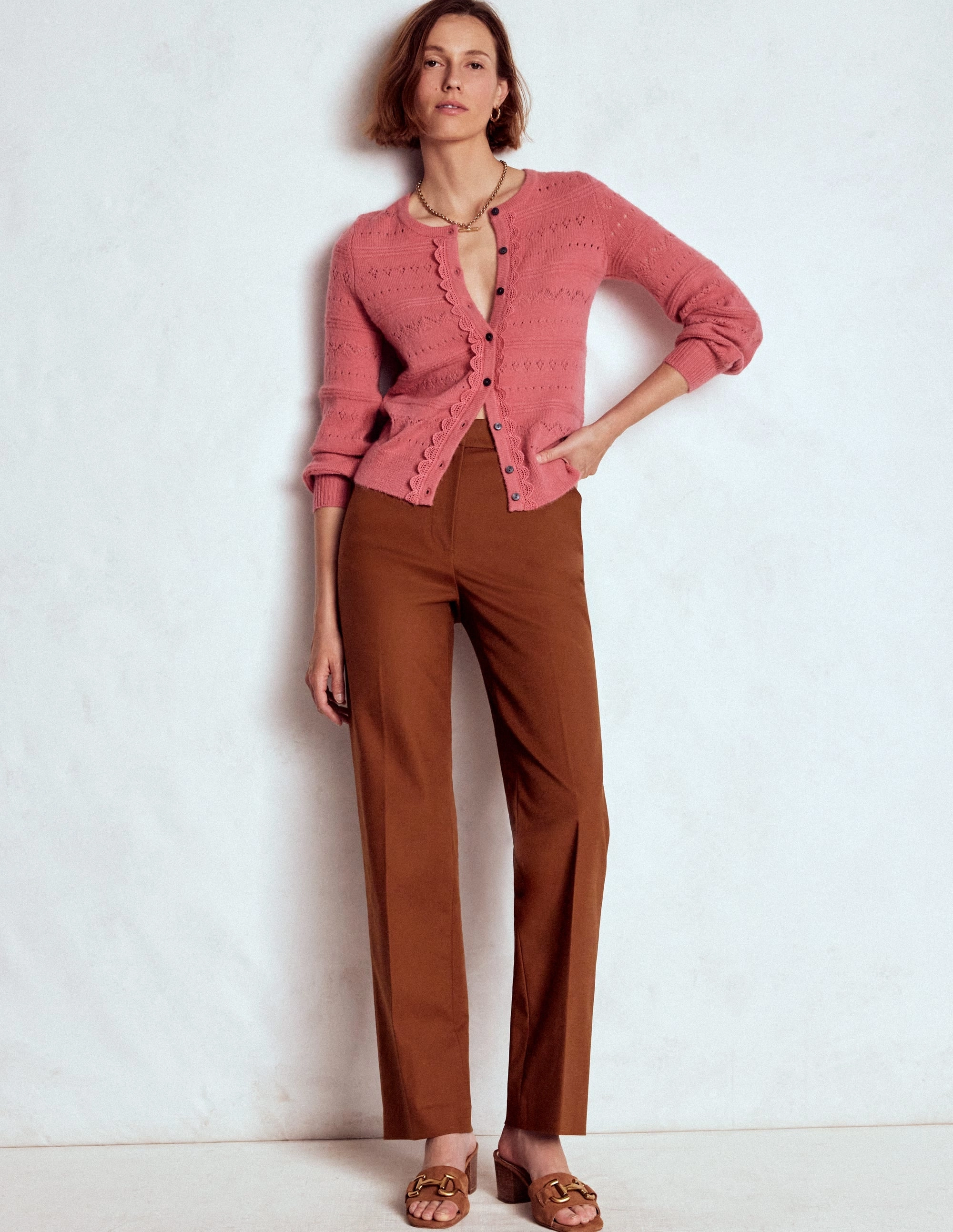 Comfort Stretch Full Length Canonbury Trousers-Russet