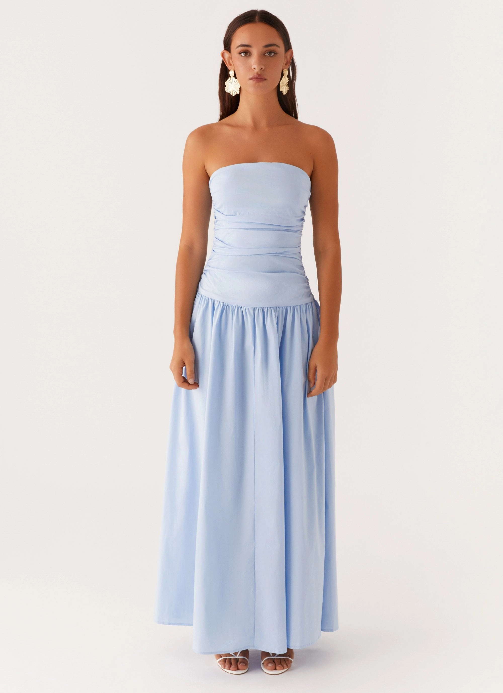 Carmel Maxi Dress - Blue Flattering Look
