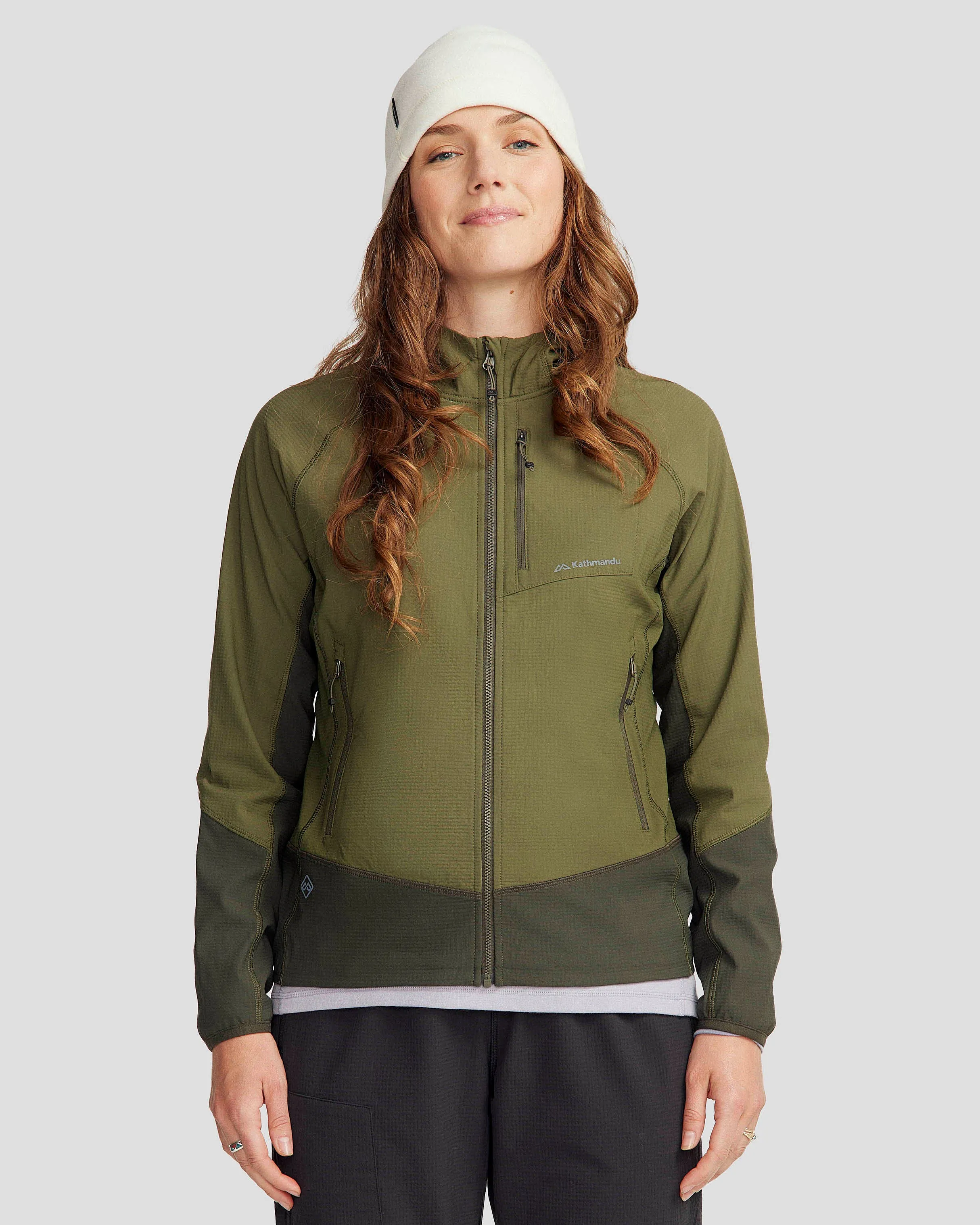 Women's Aysen Hooded Fleece Jacket - Light Moss/Dark Moss Double Layered Hood