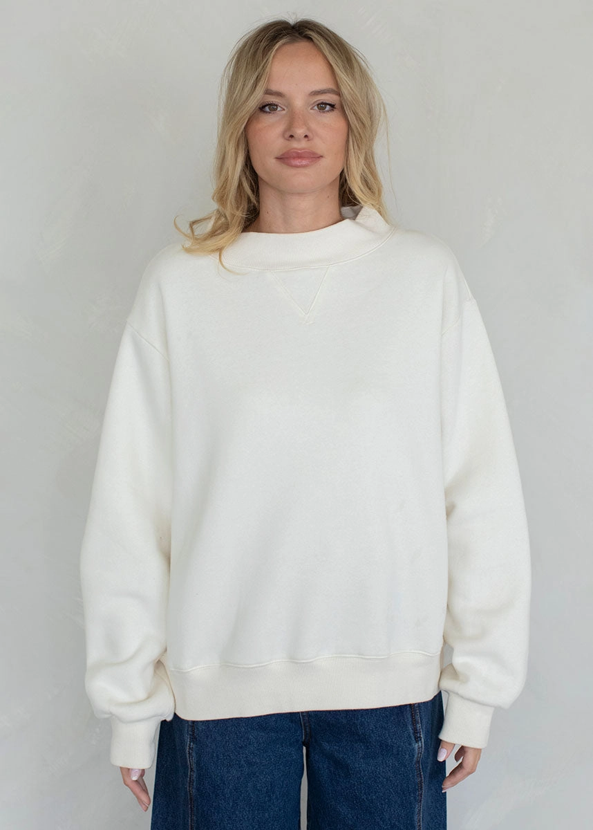 Cozy Performance Winter Ready Look Marjorie Fleece Wide Neck Sweatshirt - Cream