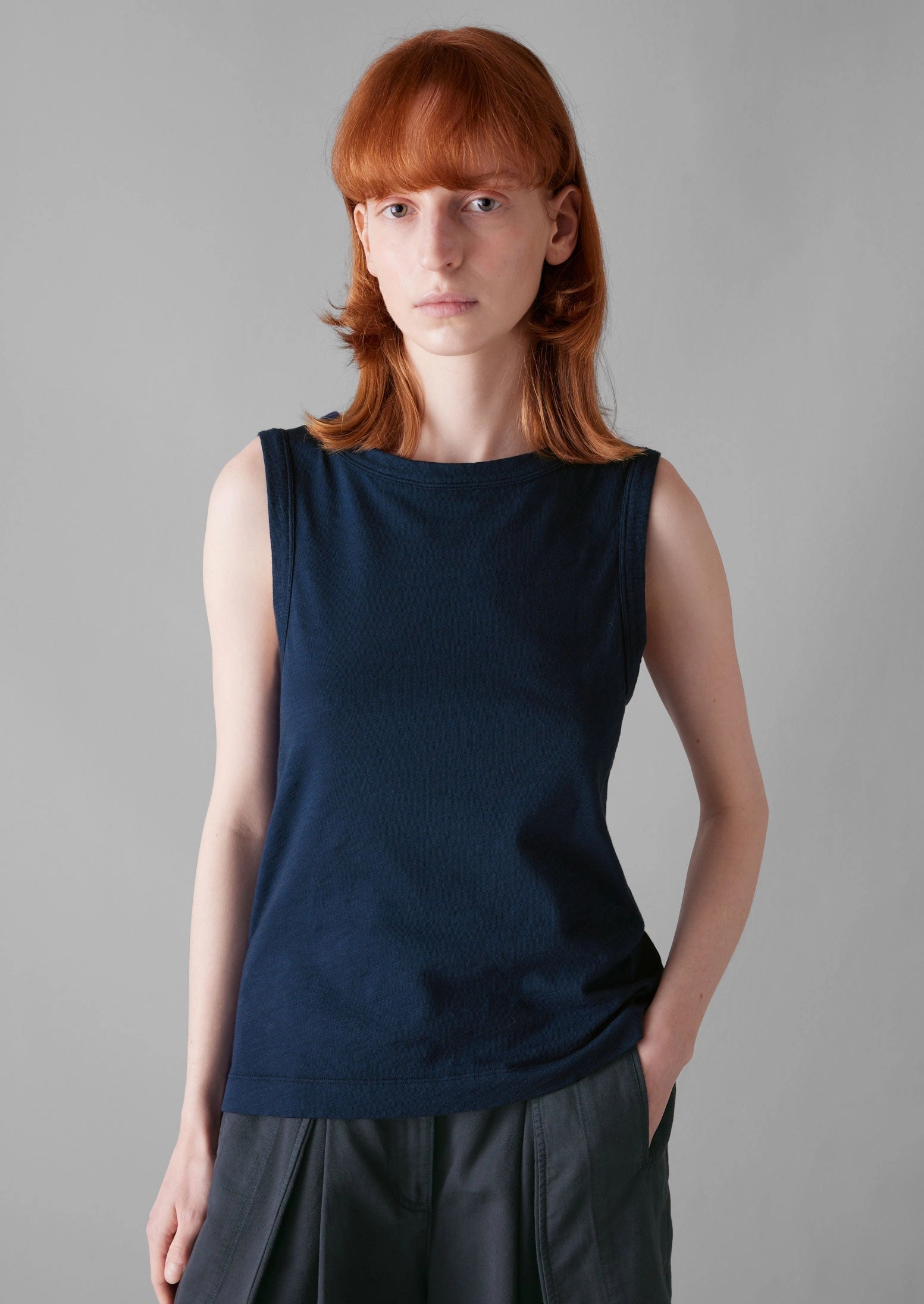 Garment Dyed Organic Cotton Tank Top | Duffle Blue Reinforced Stress Points QuickDry Technology