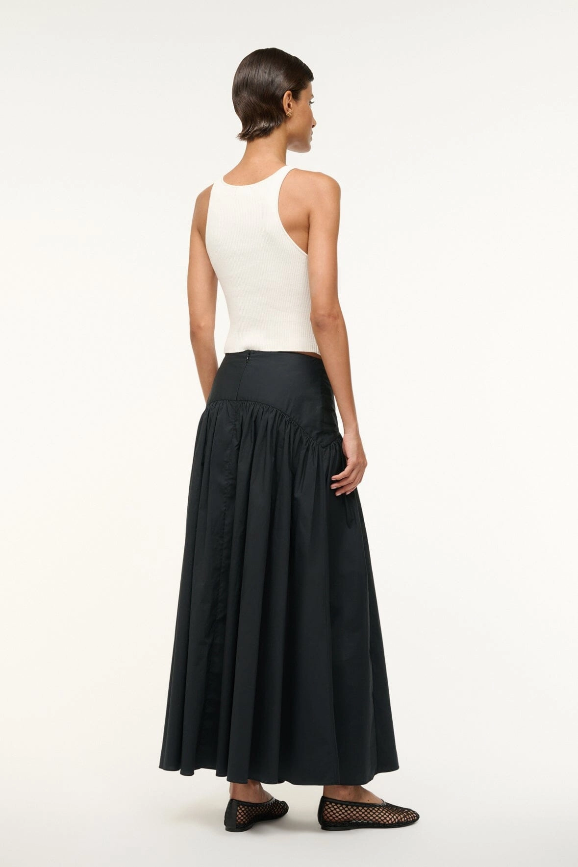 Jewel Tones Gathered Hem PROCIDA SKIRT | BLACK