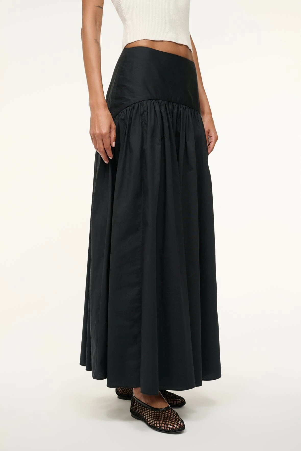 Non Slip Waist Gathered Hem PROCIDA SKIRT | BLACK