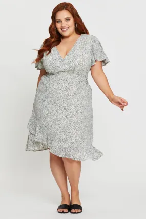 Geo Print Midi Dress V-neck Short Sleeve Family Vibe