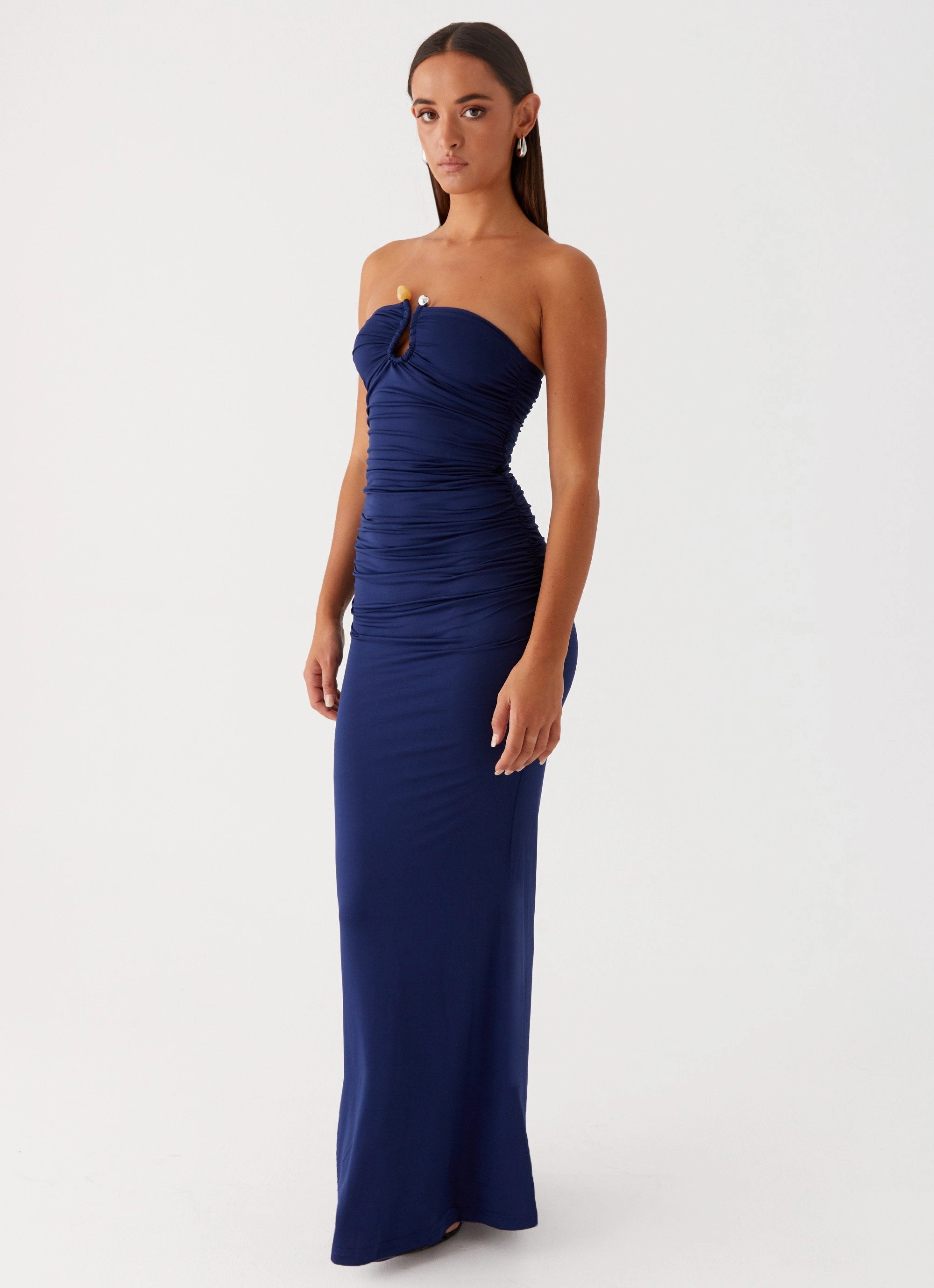 Rudy Maxi Dress - Navy Body Flow Waist-Cinching